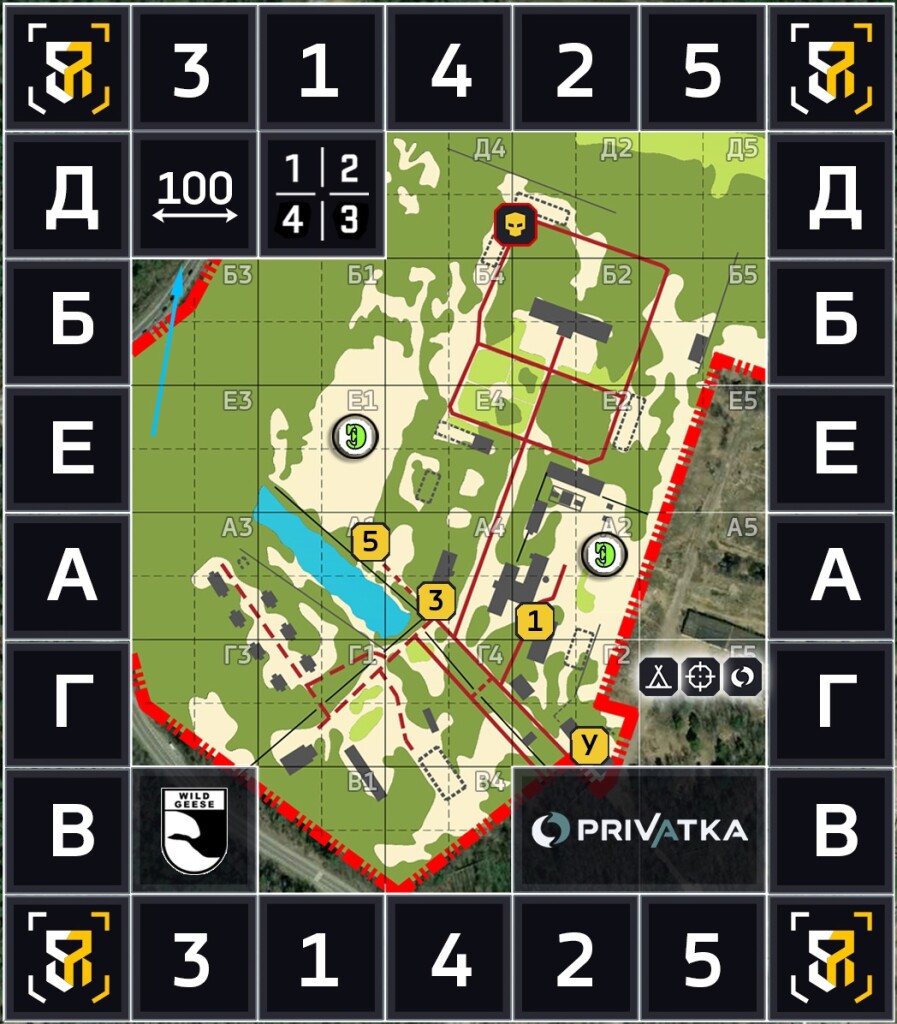 Игровая карта с точками стороны «жёлтых»